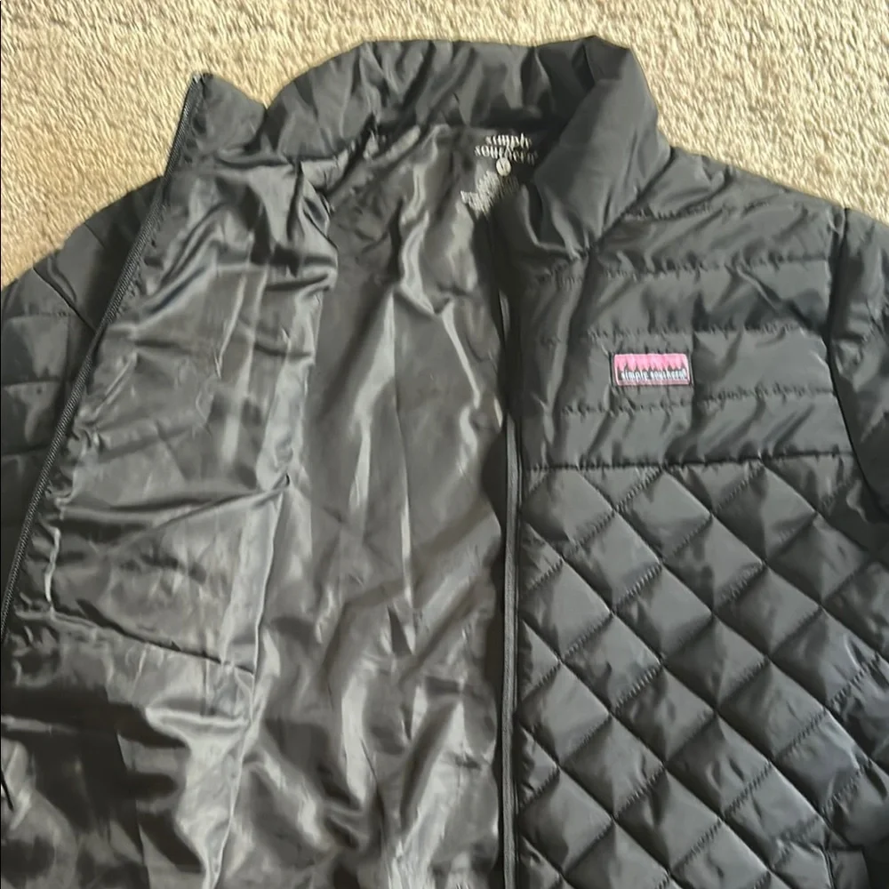 Simply Southern Black Quilted Jacket | Women’s Size XL | Zip-Up Lightweight Coat - Picture 6 of 10